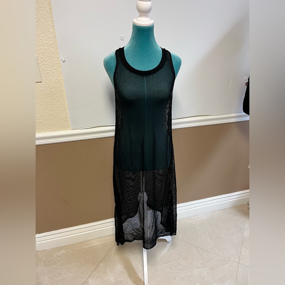 EILEEN FISHER Black Crinkle Mesh‎ Sleeveless Dress – Size S